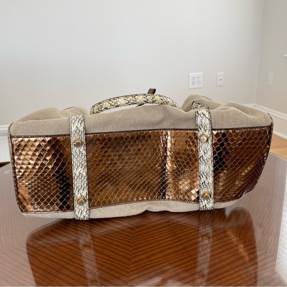 DOLCE & GABBANA large shoulder bag/tote. Snakeskin trim and gold hardware. - Picture 8 of 17
